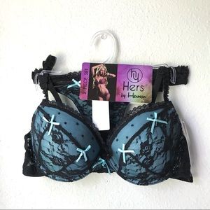 Lacy Bra & Thong Panty Set Large Padded Bra 36B